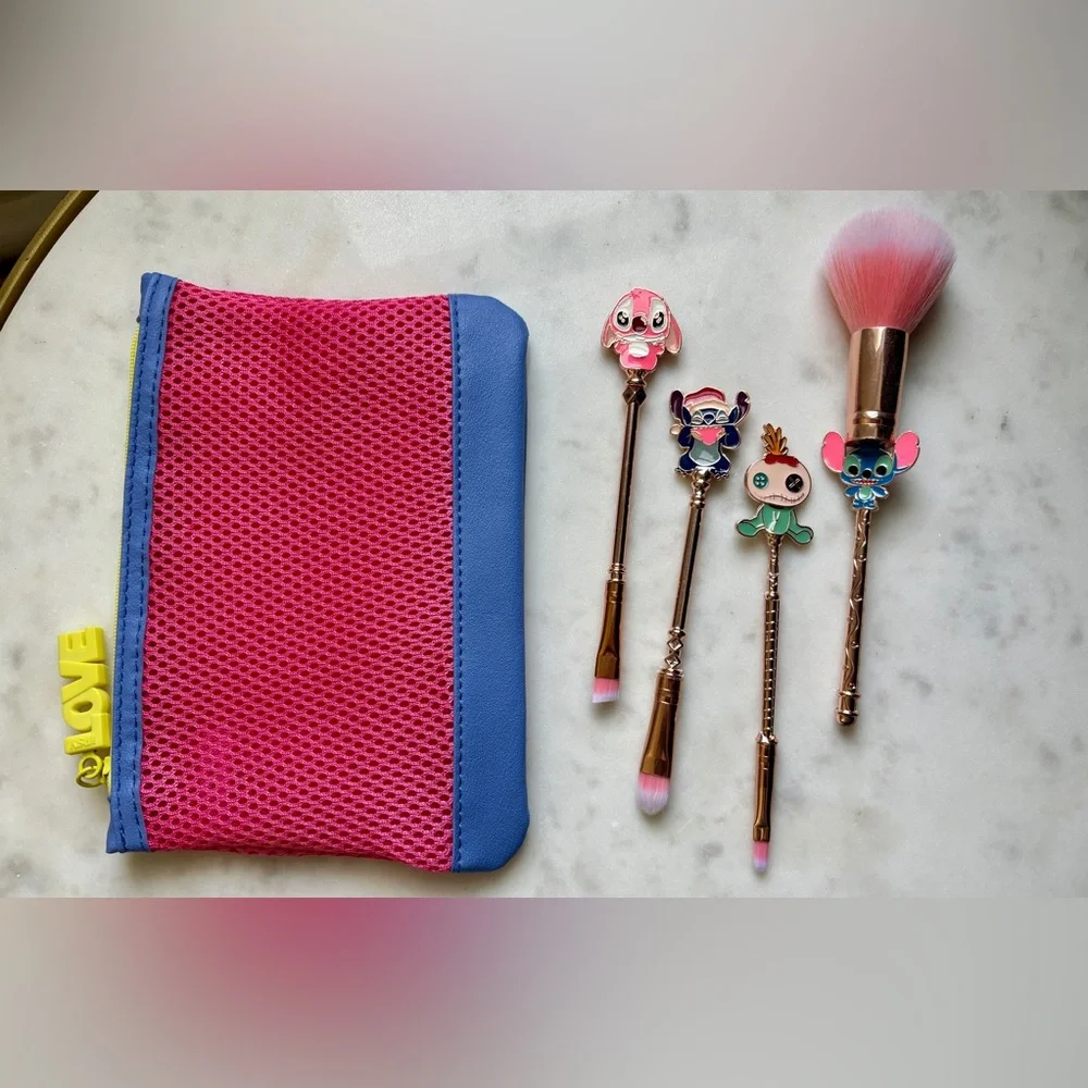 Disney Stitch Makeup Brush Set With Cosmetic Bag